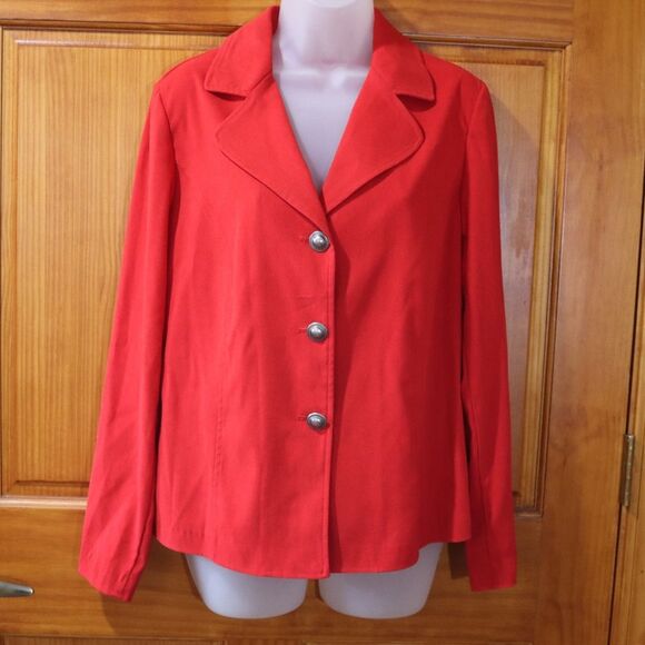Sag Harbor Vintage Red 3-Button Blazer Small 90s Power Dressing Metal Buttons - Picture 2 of 10